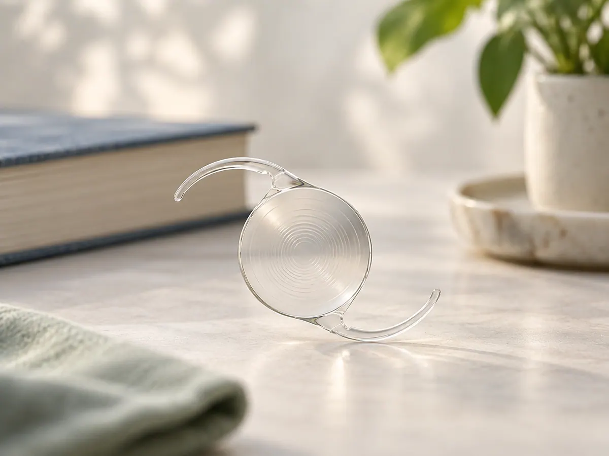 Illustration of a multifocal intraocular lens with concentric optical rings