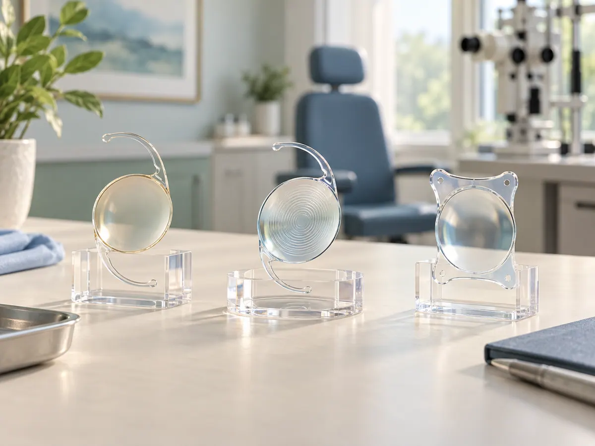Illustration of transparent intraocular lens demonstration models